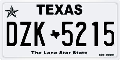 TX license plate DZK5215