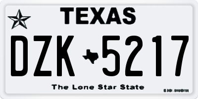 TX license plate DZK5217
