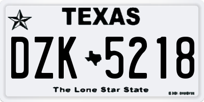 TX license plate DZK5218