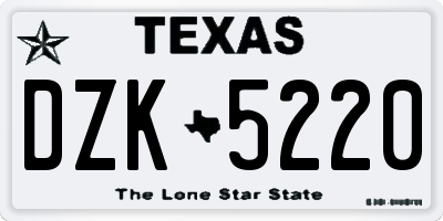 TX license plate DZK5220