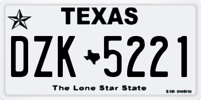 TX license plate DZK5221