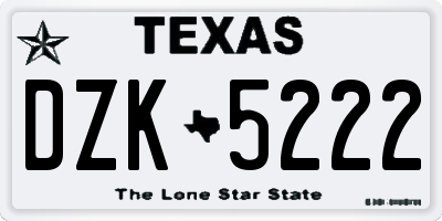 TX license plate DZK5222