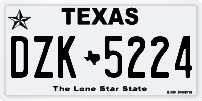 TX license plate DZK5224