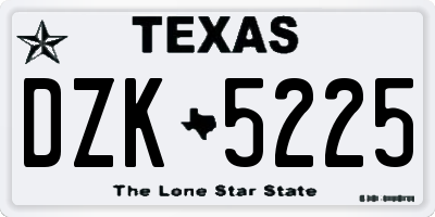 TX license plate DZK5225
