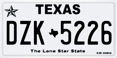 TX license plate DZK5226