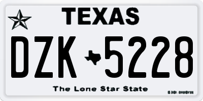 TX license plate DZK5228