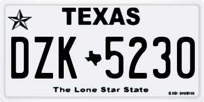 TX license plate DZK5230