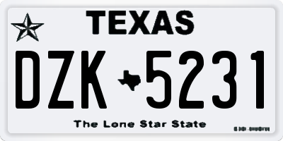 TX license plate DZK5231