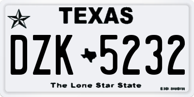 TX license plate DZK5232