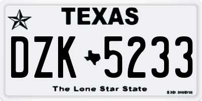 TX license plate DZK5233