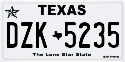 TX license plate DZK5235