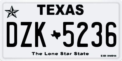 TX license plate DZK5236