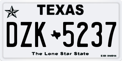 TX license plate DZK5237