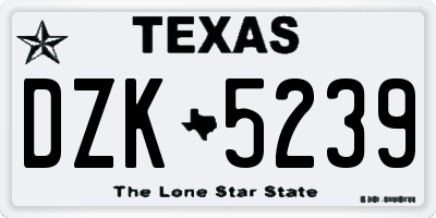 TX license plate DZK5239