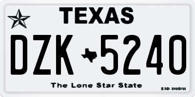 TX license plate DZK5240