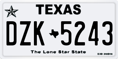 TX license plate DZK5243