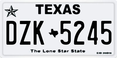 TX license plate DZK5245