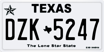 TX license plate DZK5247