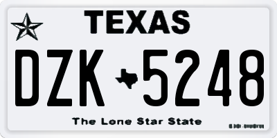 TX license plate DZK5248
