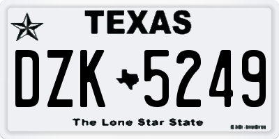 TX license plate DZK5249