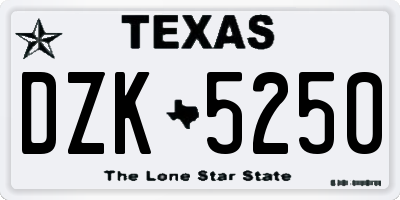 TX license plate DZK5250