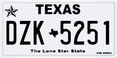 TX license plate DZK5251