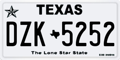 TX license plate DZK5252