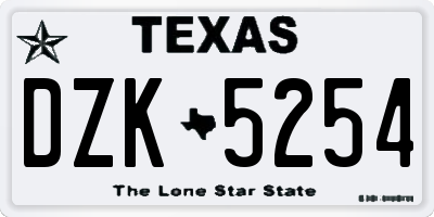 TX license plate DZK5254