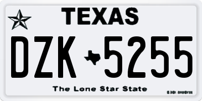 TX license plate DZK5255