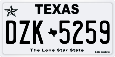 TX license plate DZK5259