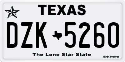 TX license plate DZK5260