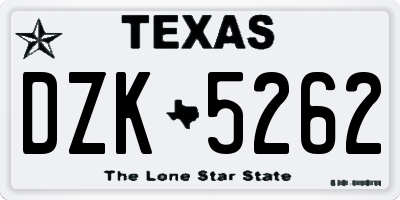 TX license plate DZK5262