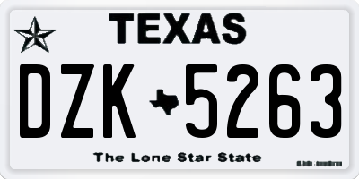 TX license plate DZK5263