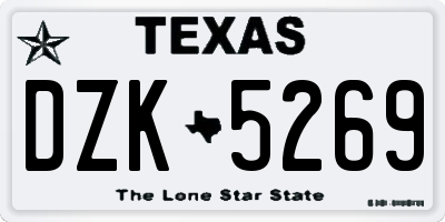 TX license plate DZK5269