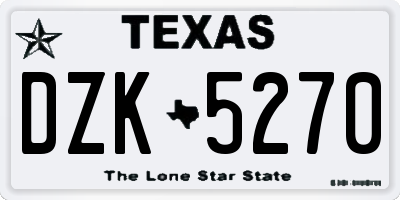 TX license plate DZK5270