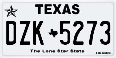 TX license plate DZK5273