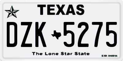 TX license plate DZK5275
