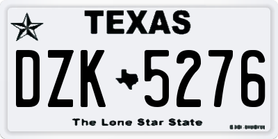 TX license plate DZK5276