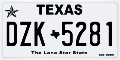 TX license plate DZK5281