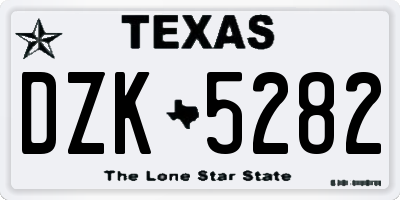 TX license plate DZK5282