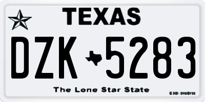 TX license plate DZK5283