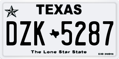 TX license plate DZK5287
