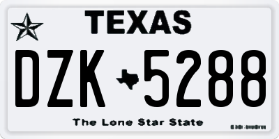 TX license plate DZK5288