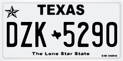 TX license plate DZK5290