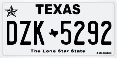 TX license plate DZK5292
