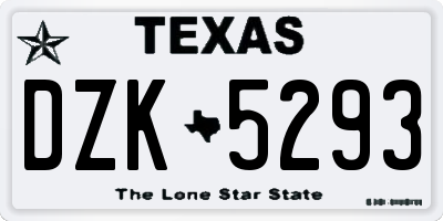 TX license plate DZK5293