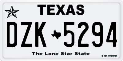 TX license plate DZK5294