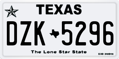 TX license plate DZK5296