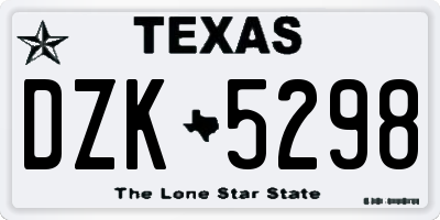 TX license plate DZK5298