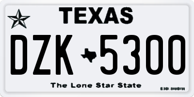 TX license plate DZK5300